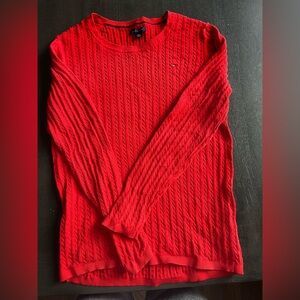 Tommy Hilfiger Vibrant Red Women’s‎ Cable Knit Sweater Classic XL Crewneck